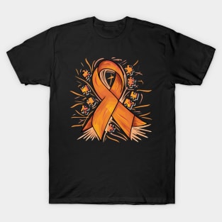 Multiple Sclerosis Awareness Resilience Puzzle Orange Ribbon T-Shirt